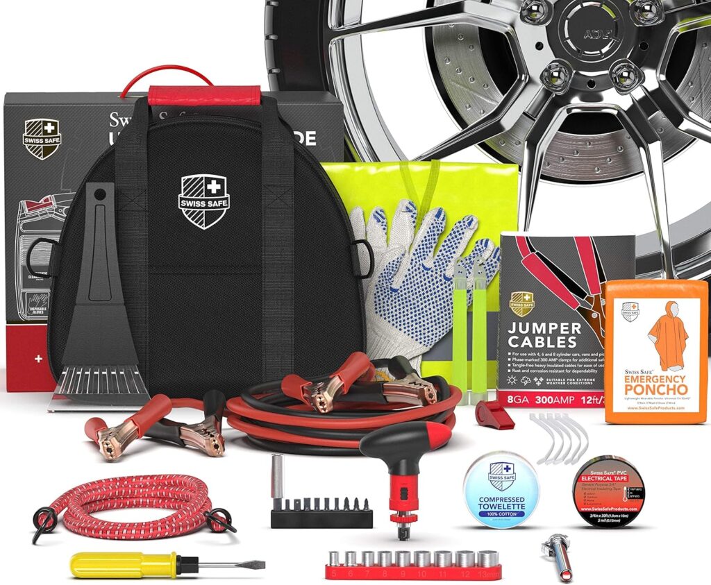 Swiss Safe 2-in-1 Survival Car Emergency Kit for Vehicles 