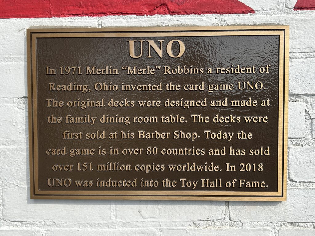Plaque at UNO mural in Reading, Ohio