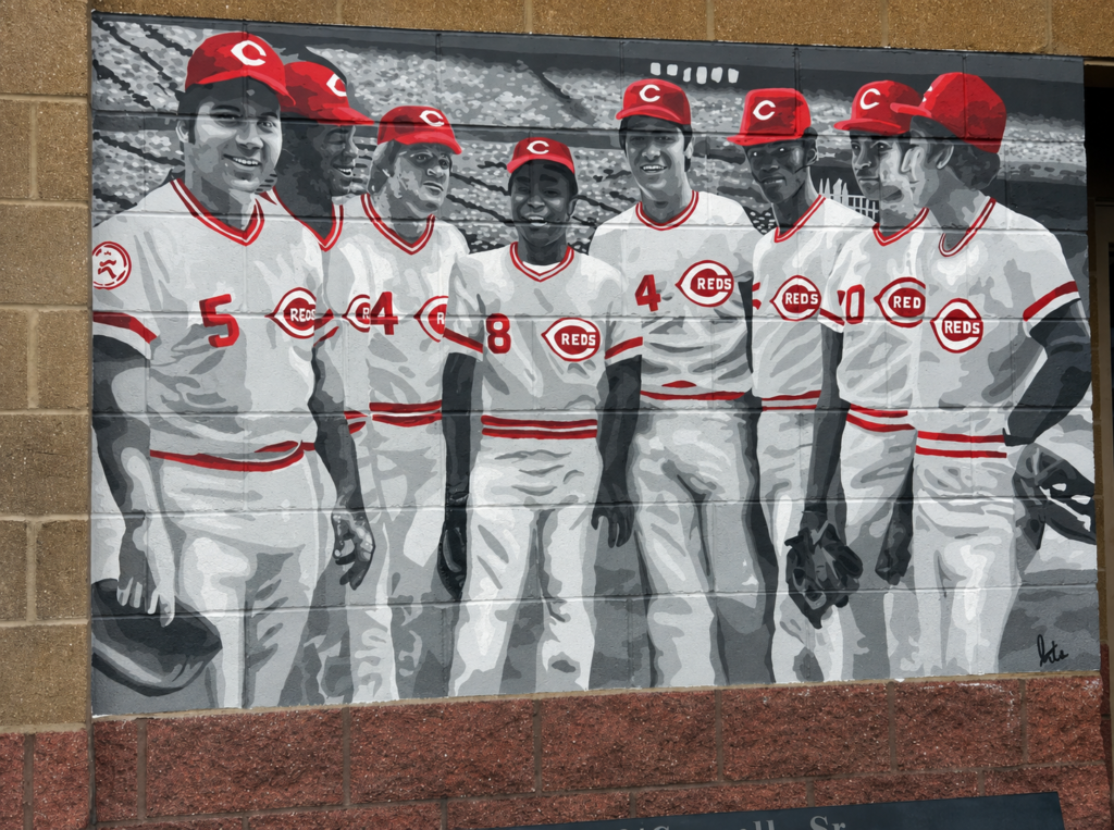 Mural of the Cincinnati Reds Big Red Machine Great Eight at the Reds Youth Academy