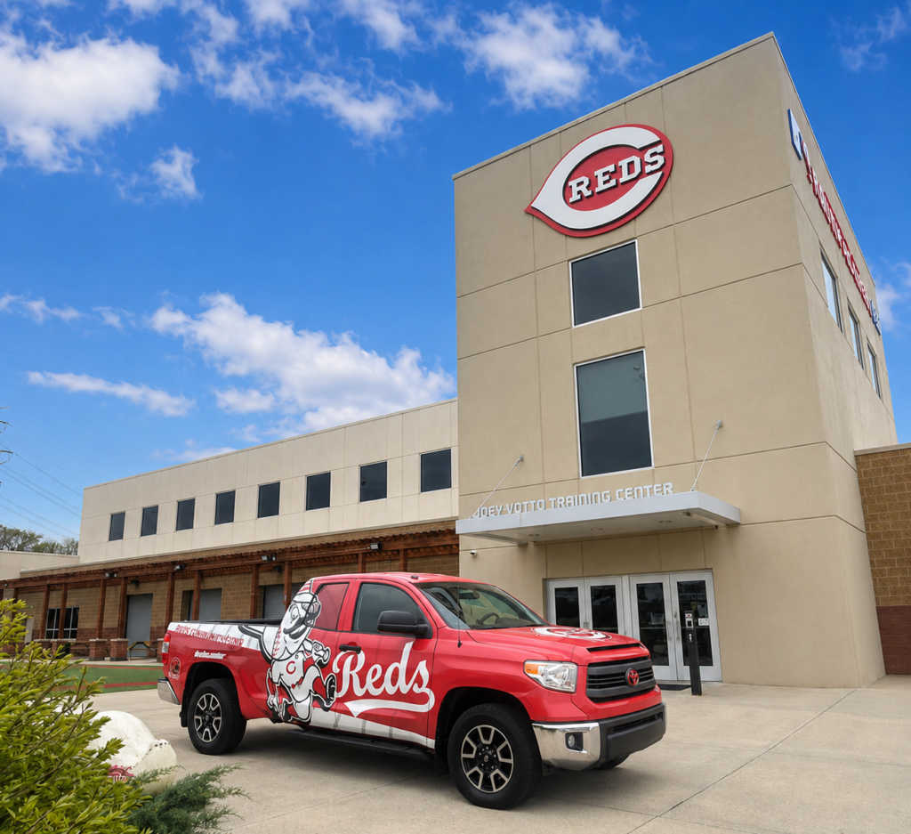 Exterior of the Joey Votto Training Center at the Cincinnati Reds Youth Academy