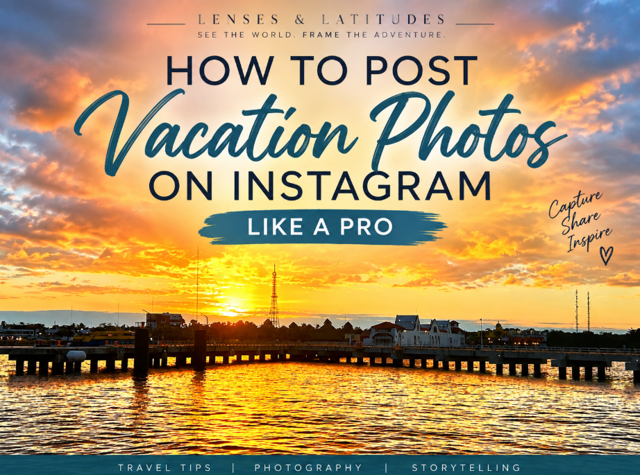 How to Post Vacation Photos on Instagram Like a Pro featured image with a travel sunset photograph