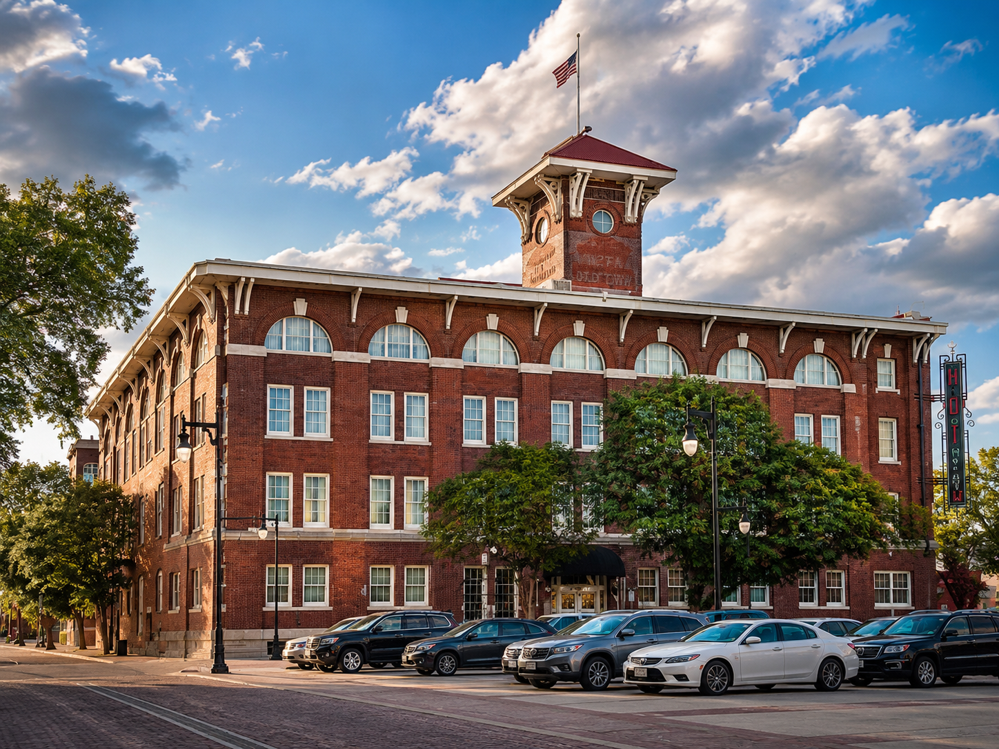 Historic exterior of Hotel at Old Town in Wichita, Kansas