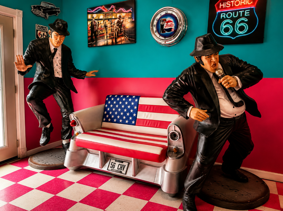 Twistee Treat Diner interior at Pink Elephant Mall in Livingston Illinois on Route 66