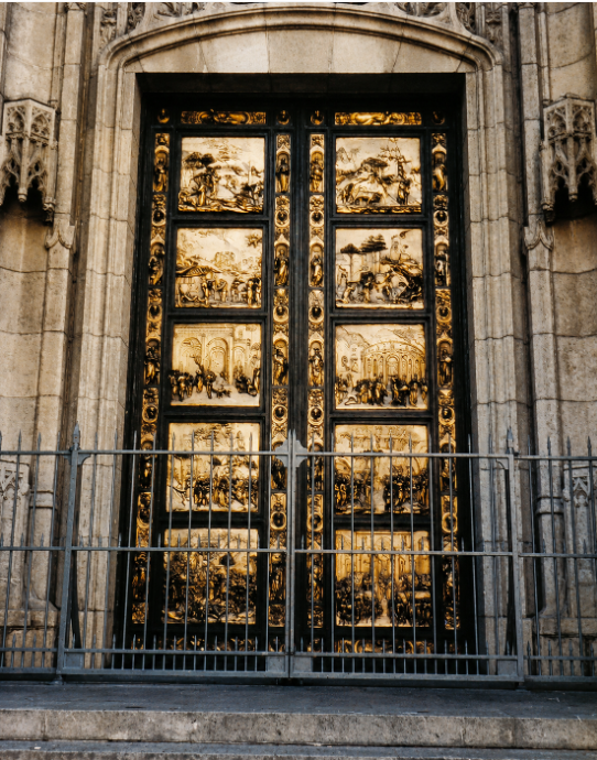 Ghiberti Doors at Grace Cathedral in San Francisco photographed during a 1983 family vacation.