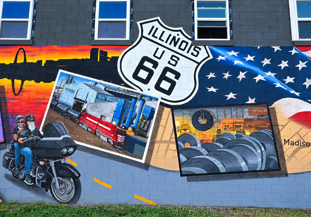Route 66 mural in Granite City Illinois