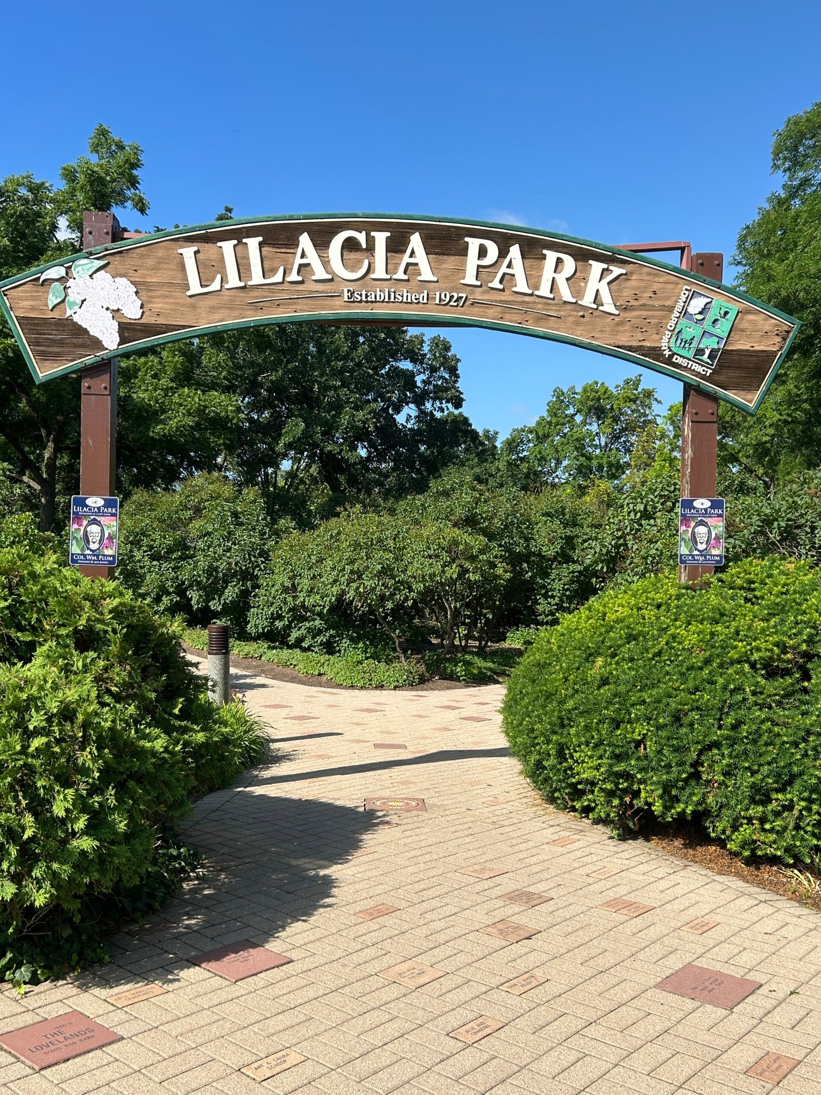 Entrance arch at Lilacia Park in Lombard Illinois