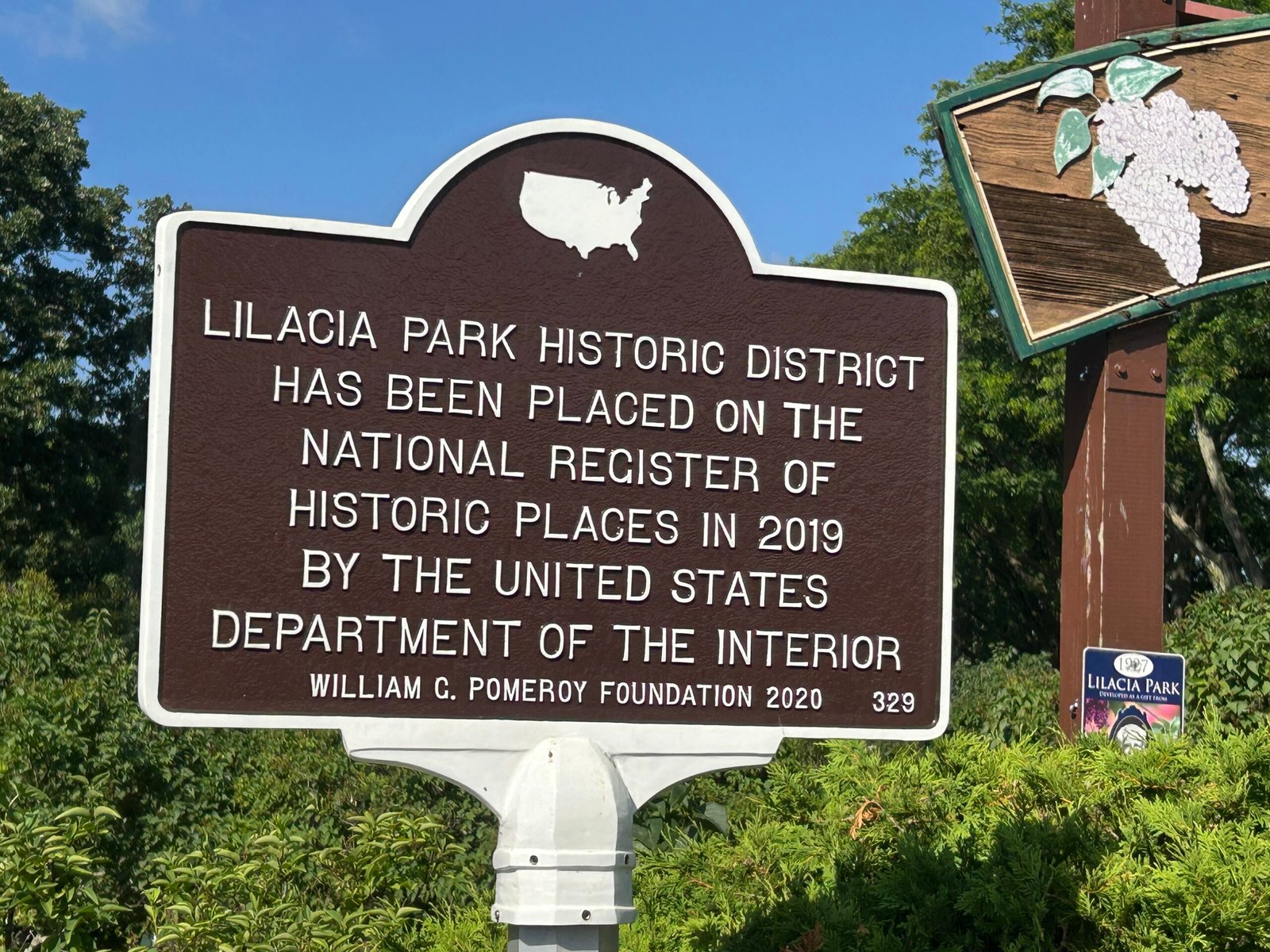 National Register of Historic Places sign at Lilacia Park in Lombard Illinois